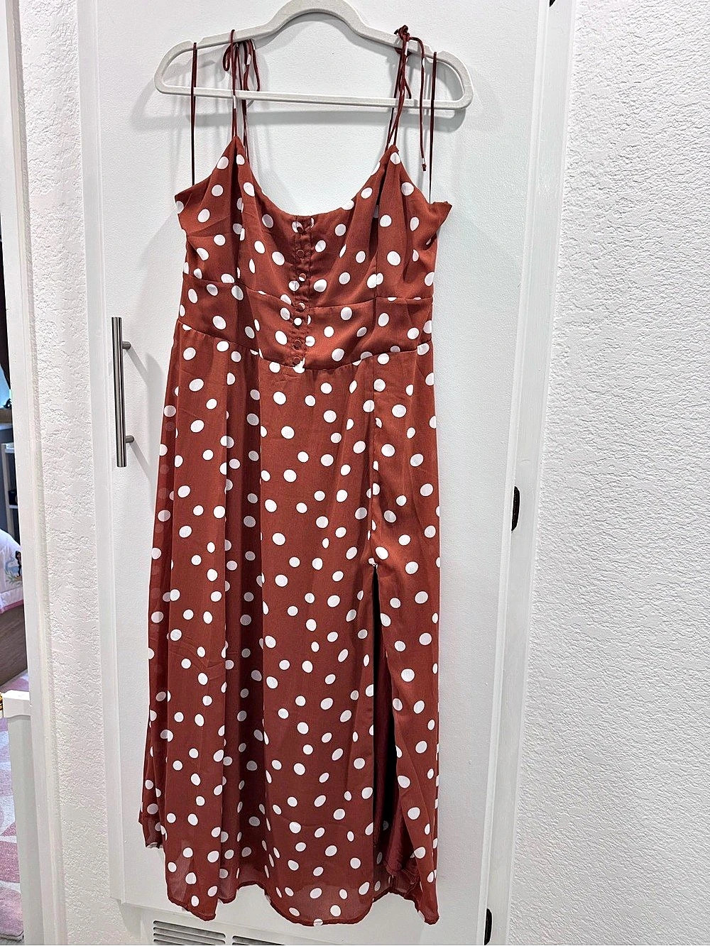 Abercrombie & Fitch Burnt Orange / Rust Polka Dot Tie-Strap Dress - Size L